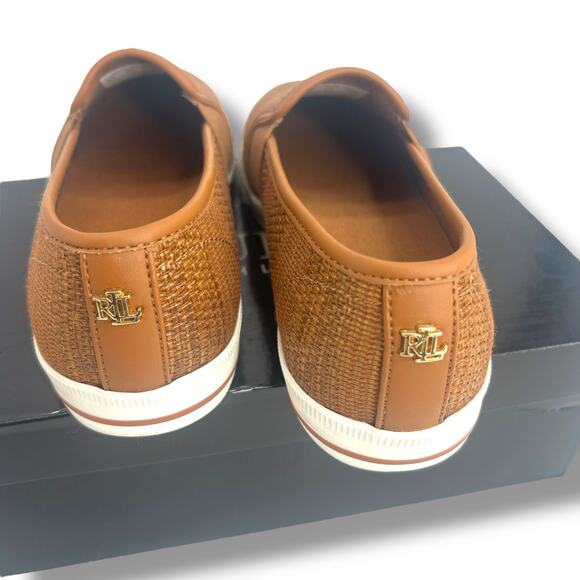 NEW Ralph Lauren Tan Faux Strap Flats Size 6.5 Slip on Loafers Classic Coastal - Picture 8 of 12